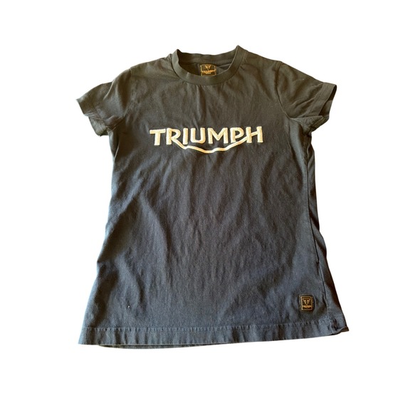 Triumph Tops - Triumph T-Shirt Black Graphic Logo Crew Neck Short Sleeve Biker Cotton S